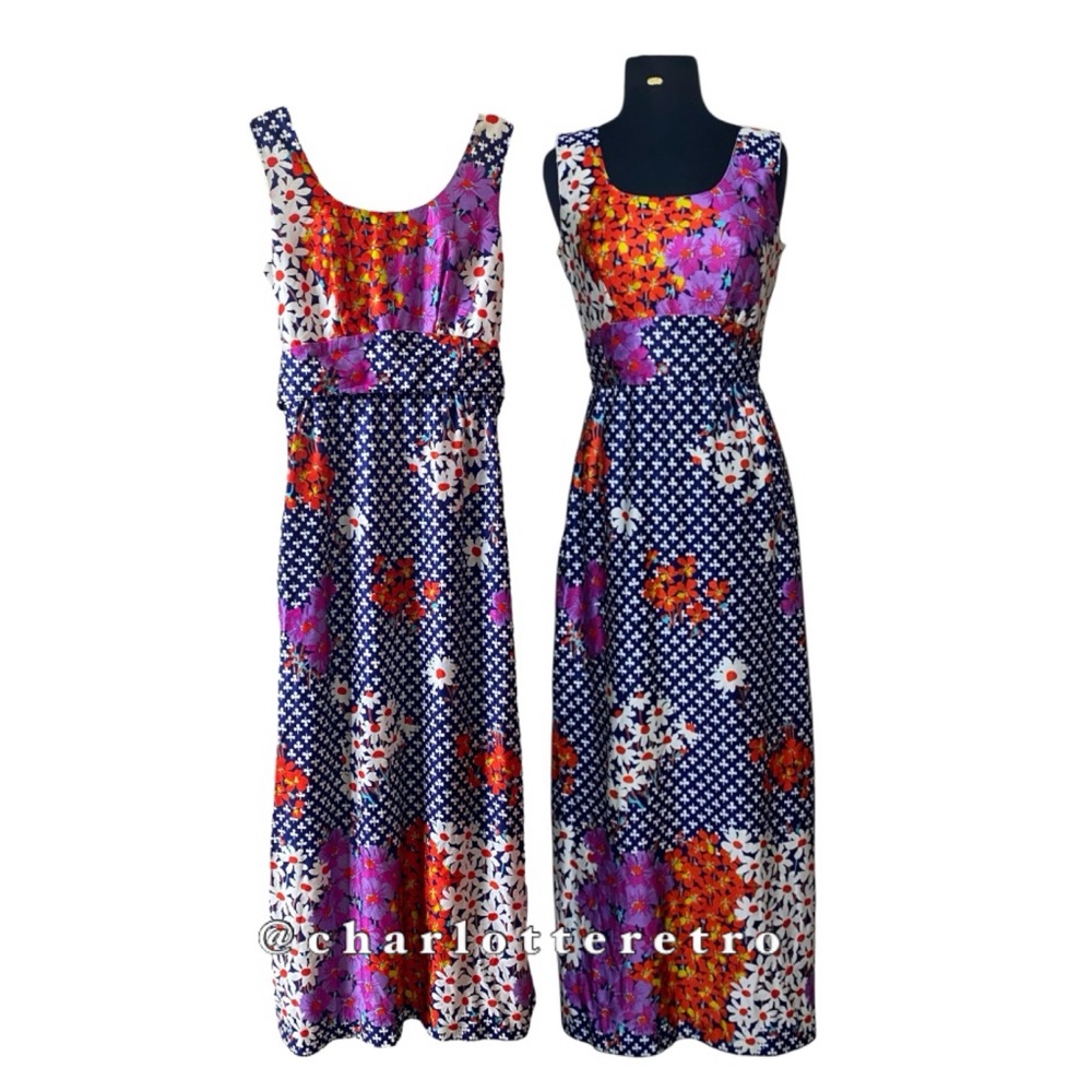 vtg Lee Stevens of Miami Floral Maxi Dress
